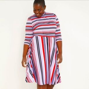NWT Eloquii Striped Multicolor A-Line Dress